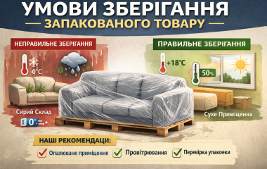 Рекомендації щодо зберігання запакованого товару.